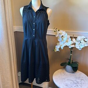 ANN TAYLOR button front cutout detail dress